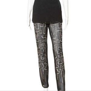 3.1 Phillip Lim Sequin Maze Pants Skirt Black Silver